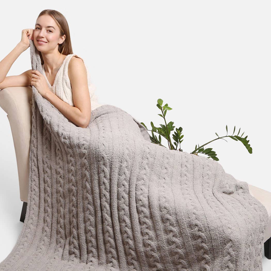 Fashion City - Wholesale Throw Blanket - Braided Cable Knit Luxury Soft Throw Blanket1