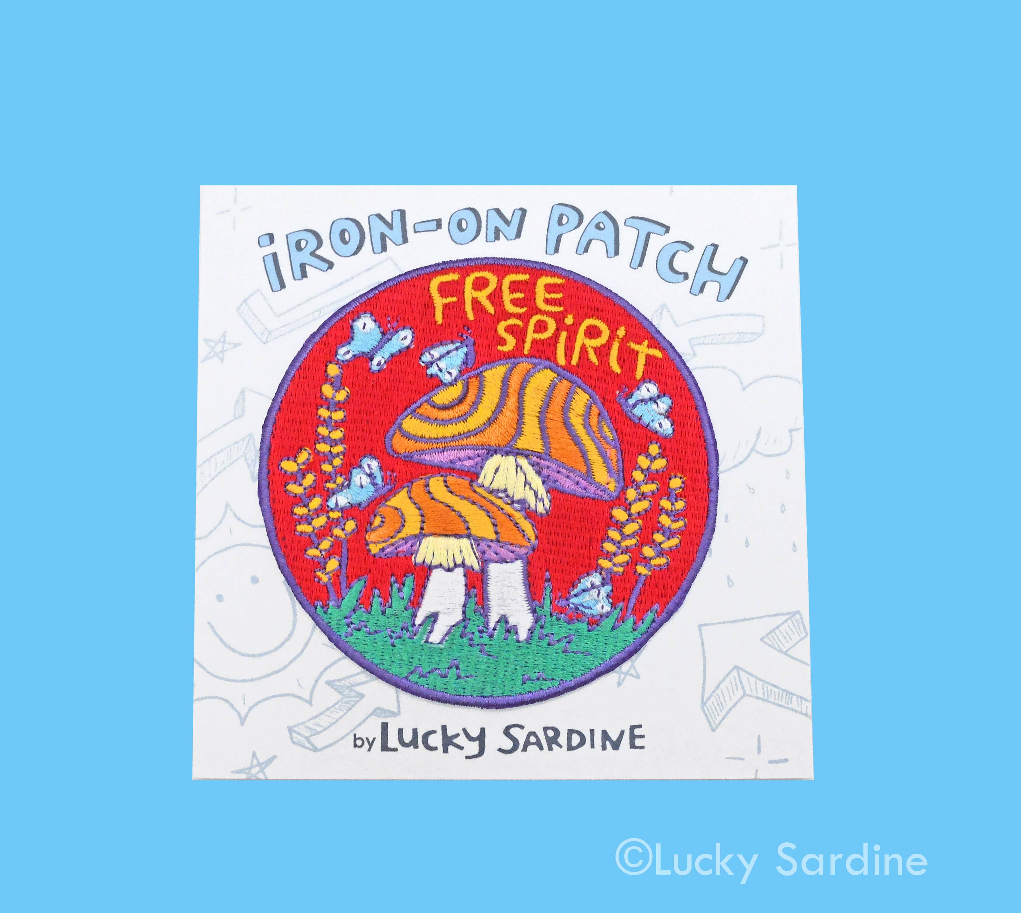 Lucky Sardine - Wholesale Patch - Free Spirit Hippie Mushroom, Retro Embroidered Iron-On Patch2