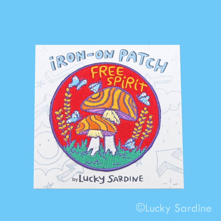Lucky Sardine - Wholesale Patch - Free Spirit Hippie Mushroom, Retro Embroidered Iron-On Patch2