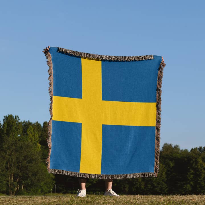 3dRose - Wholesale Throw Blanket - 3dRose, Flag of Sweden - Swedish blue and golden yellow Nordic Scandinavian Cross gold Scandinavia world, Blanket1