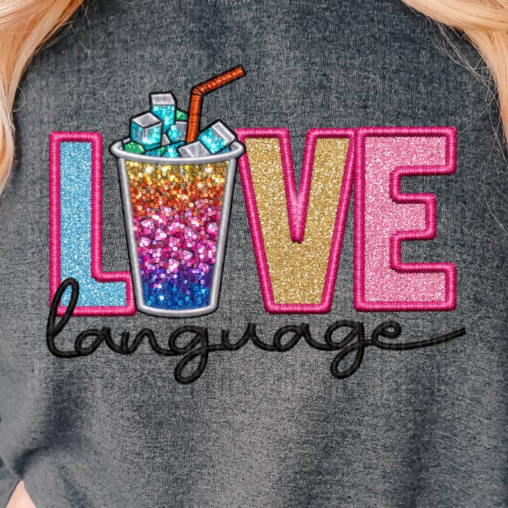 Love Language Loaded Tea DTF-overdracht voor wholesale door K and M Designs