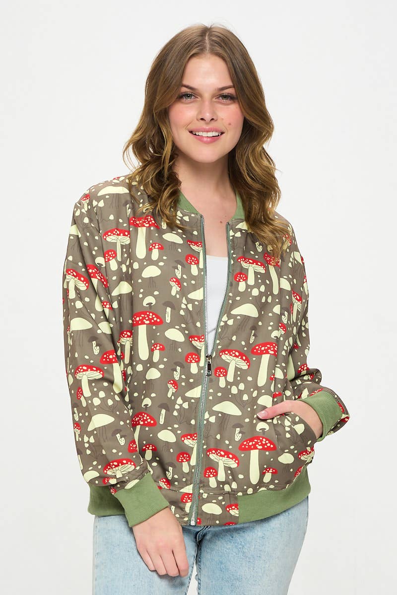 SM WARDROBE - Vendita all'ingrosso Bomber - Donna - GIACCA BOMBERT CON MOTIVO A FORMA DI FUNGO4