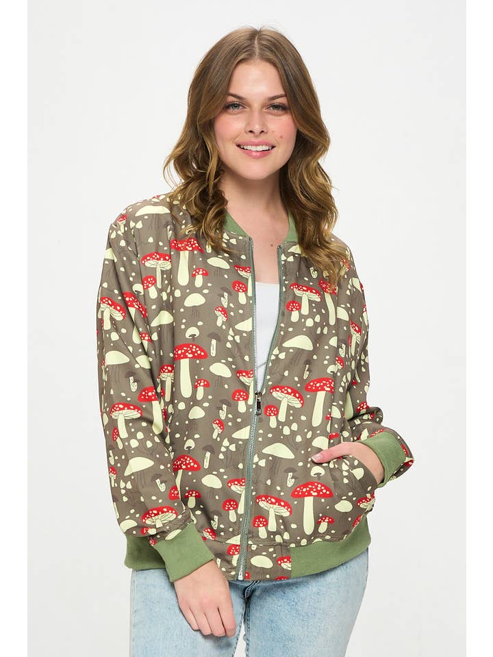 SM WARDROBE - Vendita all'ingrosso Bomber - Donna - GIACCA BOMBERT CON MOTIVO A FORMA DI FUNGO4