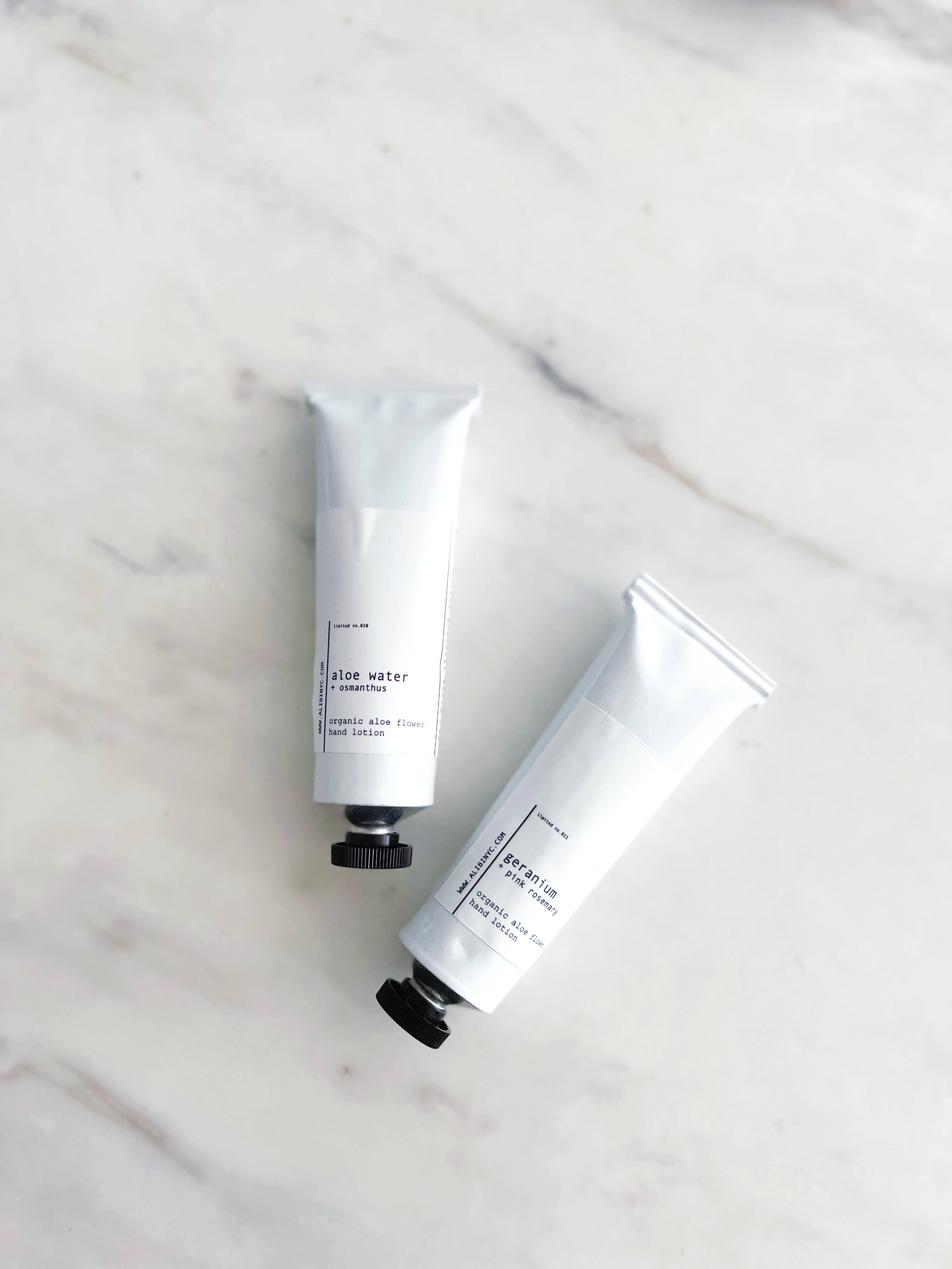 ALIBI NYC - Wholesale Hand Cream/Lotion - GERANIUM + PINK ROSEMARY | ORGANIC ALOE FLOWER HAND LOTION2