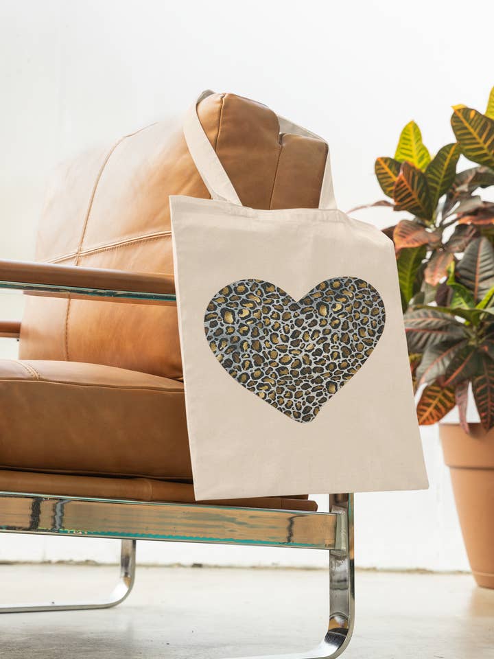 Leopard Print Heart Tote for wholesale by MandaMade4u