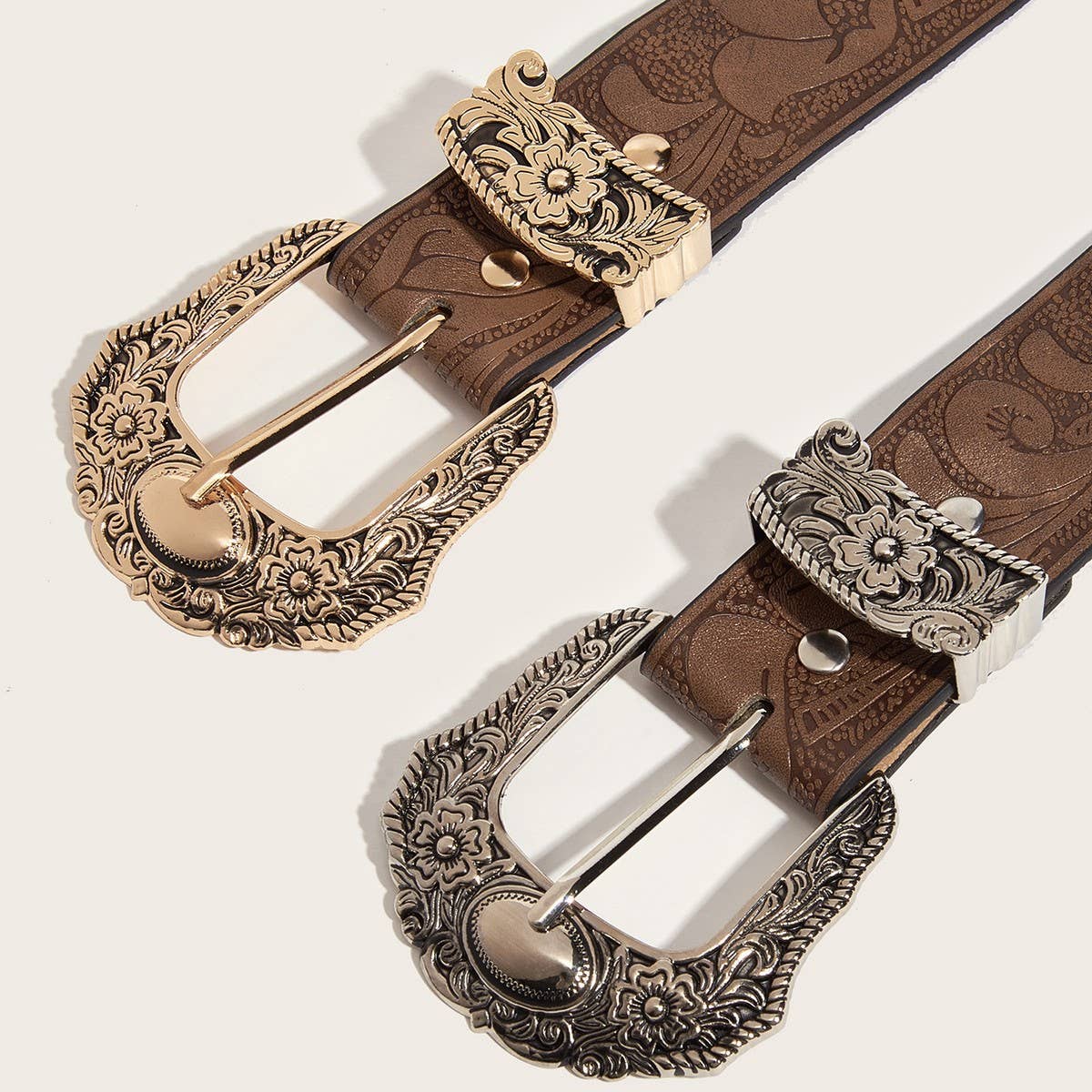 NINEXIS - Wholesale Belt - Women's - CWABE0548_BROWN TEXTURED PRINTED BELT6