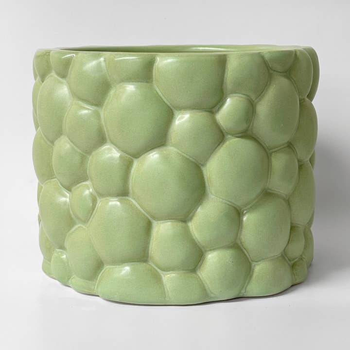 7.5"D Matte Ceramic Bubble Pot - Sage Green for wholesale by Jacobson