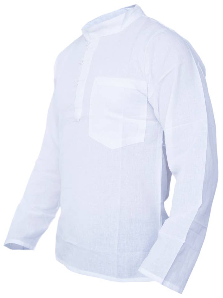 Gheri – wholesale Shirt – Unisex – Plain Cotton Lightweight Long Sleeve Grandad Shirt8