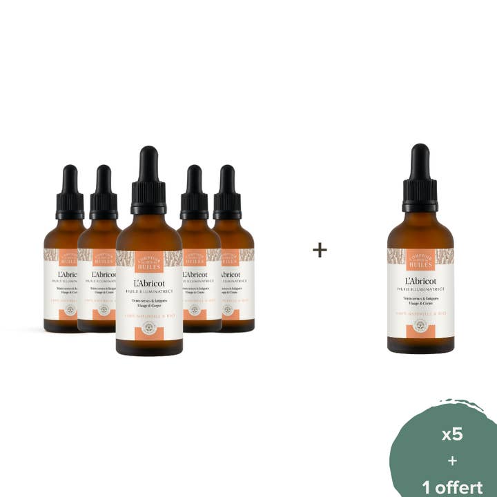 (best-seller) Pack of 5 + 1 Apricot Kernel Oil Organic for wholesale by COMPTOIR DES HUILES