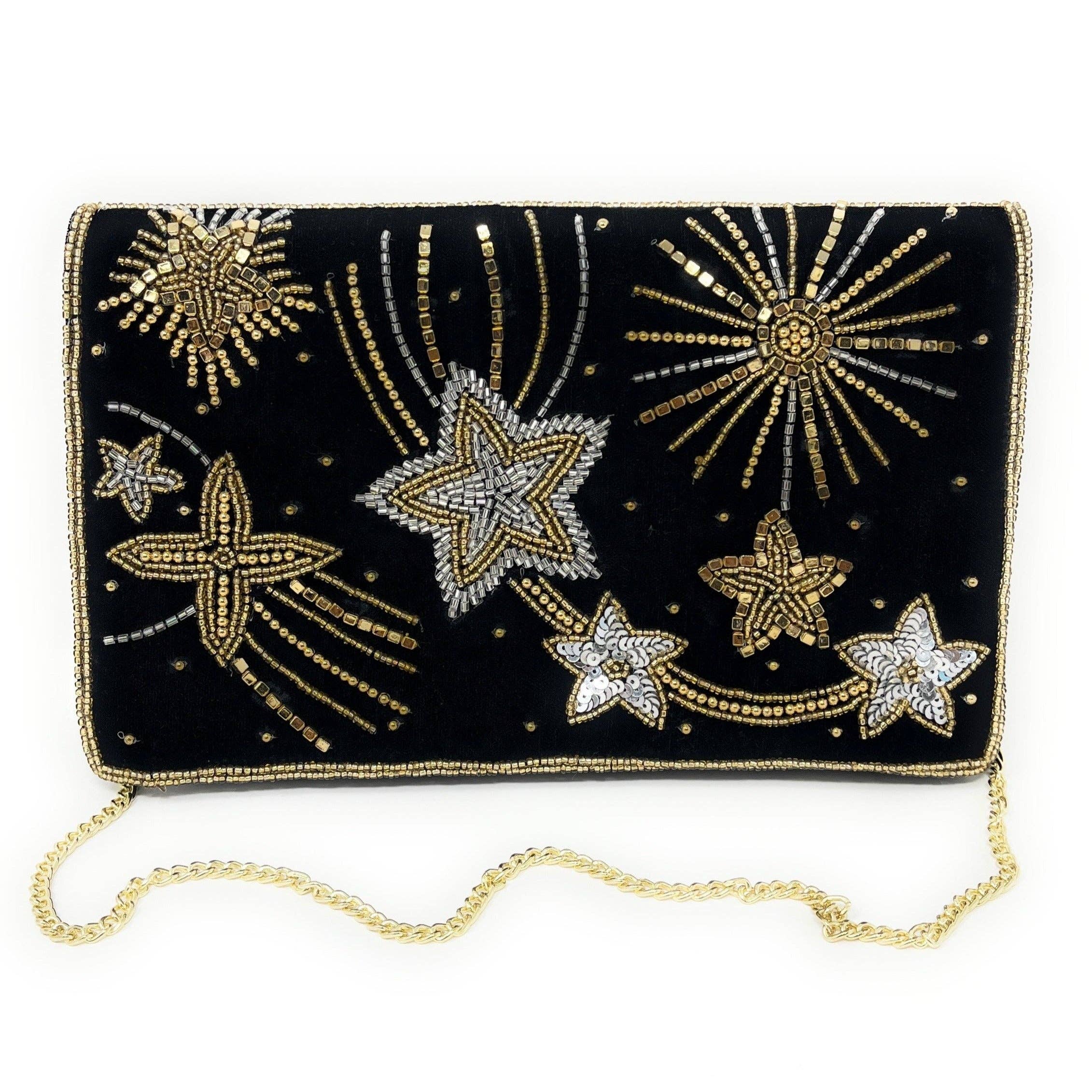 Twine and Love – wholesale Clutch bag – women's – Starlight Velvet Beaded Clutch Purse2