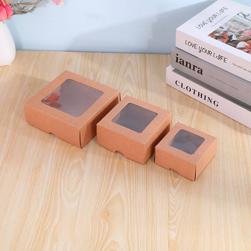 ByHome - Wholesale Gift Box - 24pcs, 3 size Kraft white Clear Top window TWO part Gift Box5