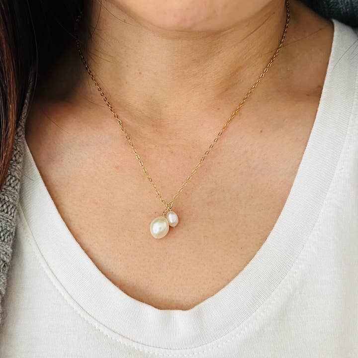 Double Pearl Necklace for wholesale by Jennifer Shon Jewelry