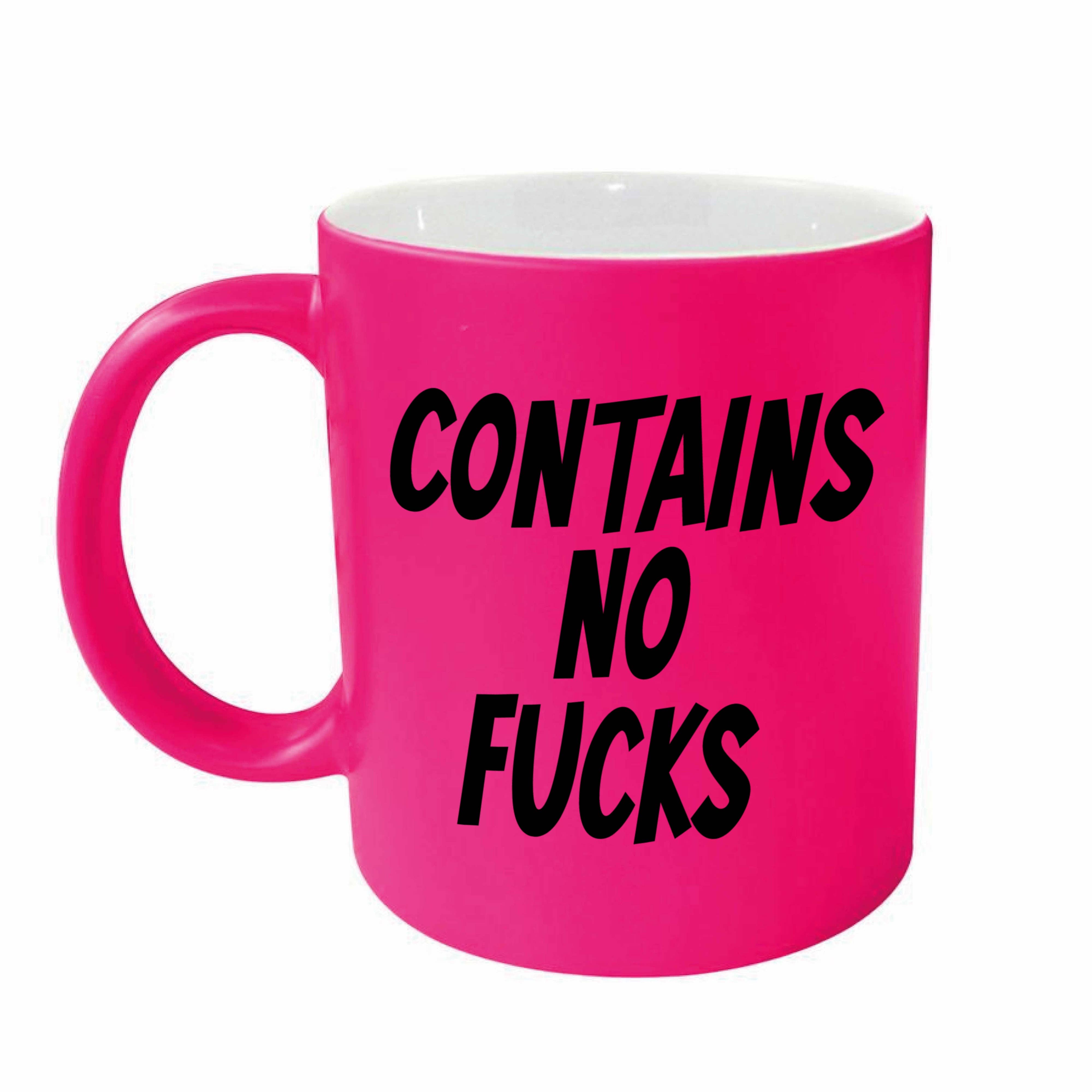 Cheeky Chops Cards & Wanky Candles - Wholesale Coffee Mug - Rude Neon Pink Coffee Mug - Contains no fucks0