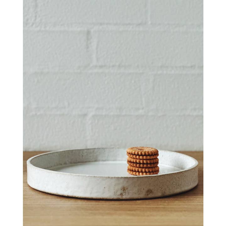 Jenn Johnston Ceramics - Wholesale Dinner Plate - white straight edge flat plates