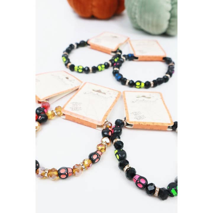MIX COLOR Colorful Halloween Theme Skull Bracelet for wholesale on Faire