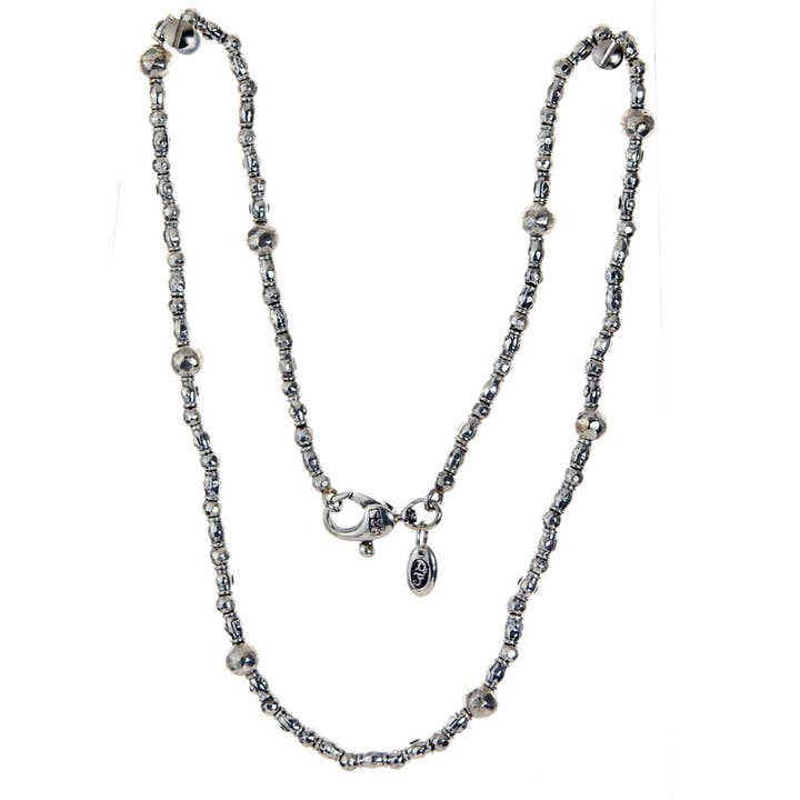 Decote Prateado Mini Tubos e Bolas Brutas Facetadas por atacado de ElfCraft