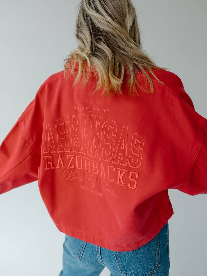 Arkansas Sanders Borduurwerk Canvas Keperstof Jas voor wholesale door Gameday Social Apparel Co.®