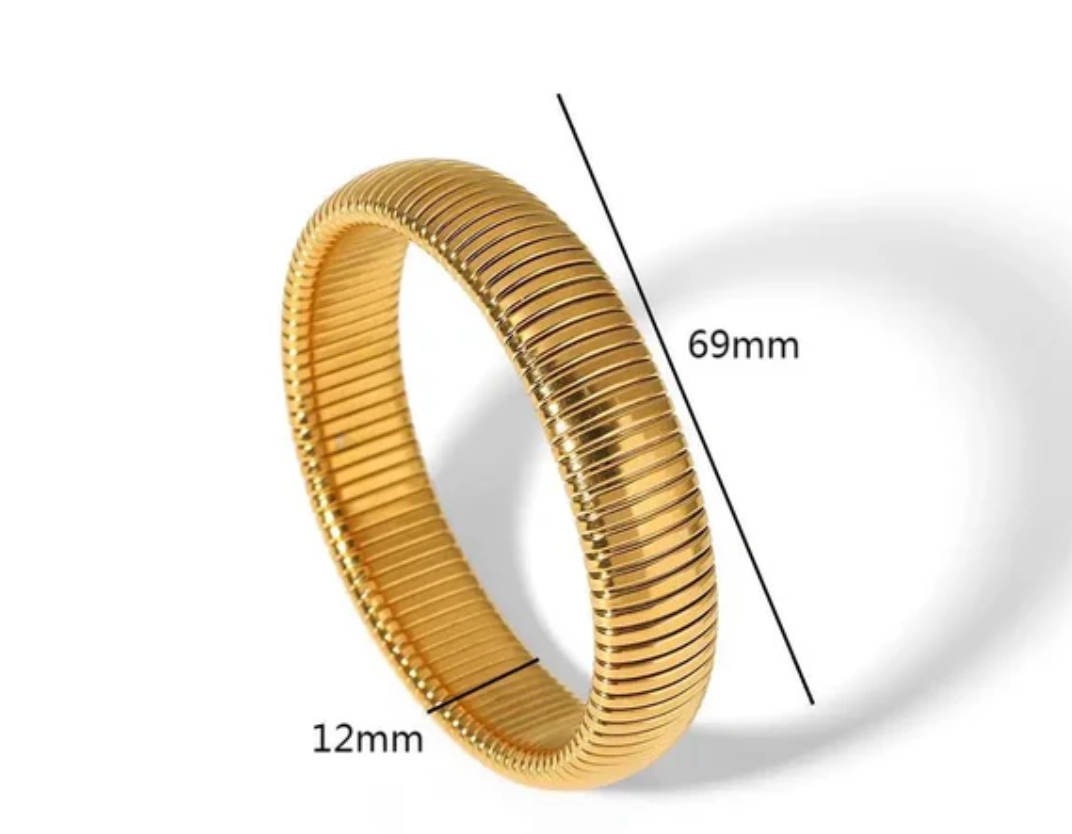 HoopLa - Wholesale Bangle Bracelet -  Cobra Tobogas Omega Stretch -Waterproof- 14K Gold-PVD23