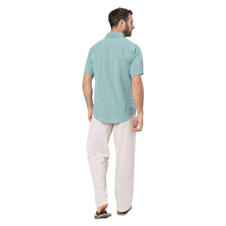 La Mano Boho - Wholesale Button Down Shirt - Men's - MEN'S SUMMER LINEN SHIRT SHORT SLEEVE HCL0100D