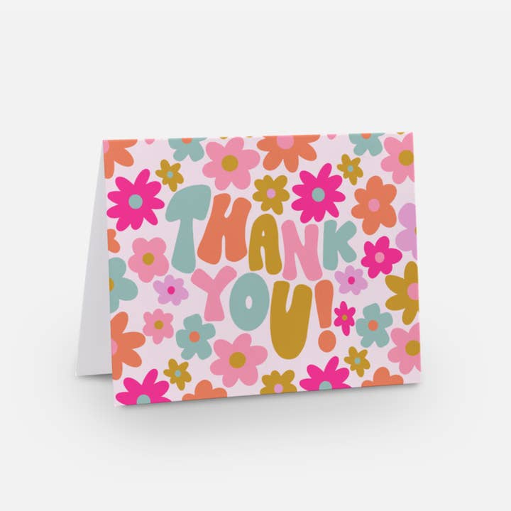Greeting Card - Retro Floral 'Thank You' for wholesale by Elle Nicole