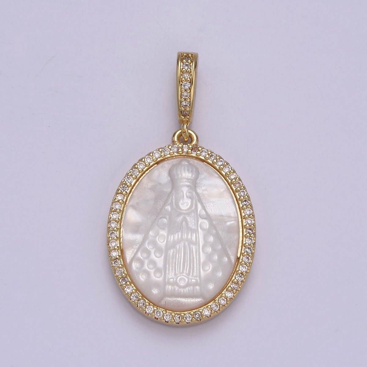 Aim Eternal - Wholesale Individual Charm/Pendant - Mother of pearl Miraculous Lady medal, Virgin Mary necklace Charm, religious jewelry, catholic Rosary Component N-5760