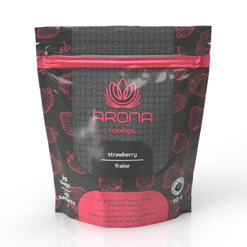 Infusion de fraises Arona Rooibos (20 sachets de thé) 50g pour la vente par Arona Inc