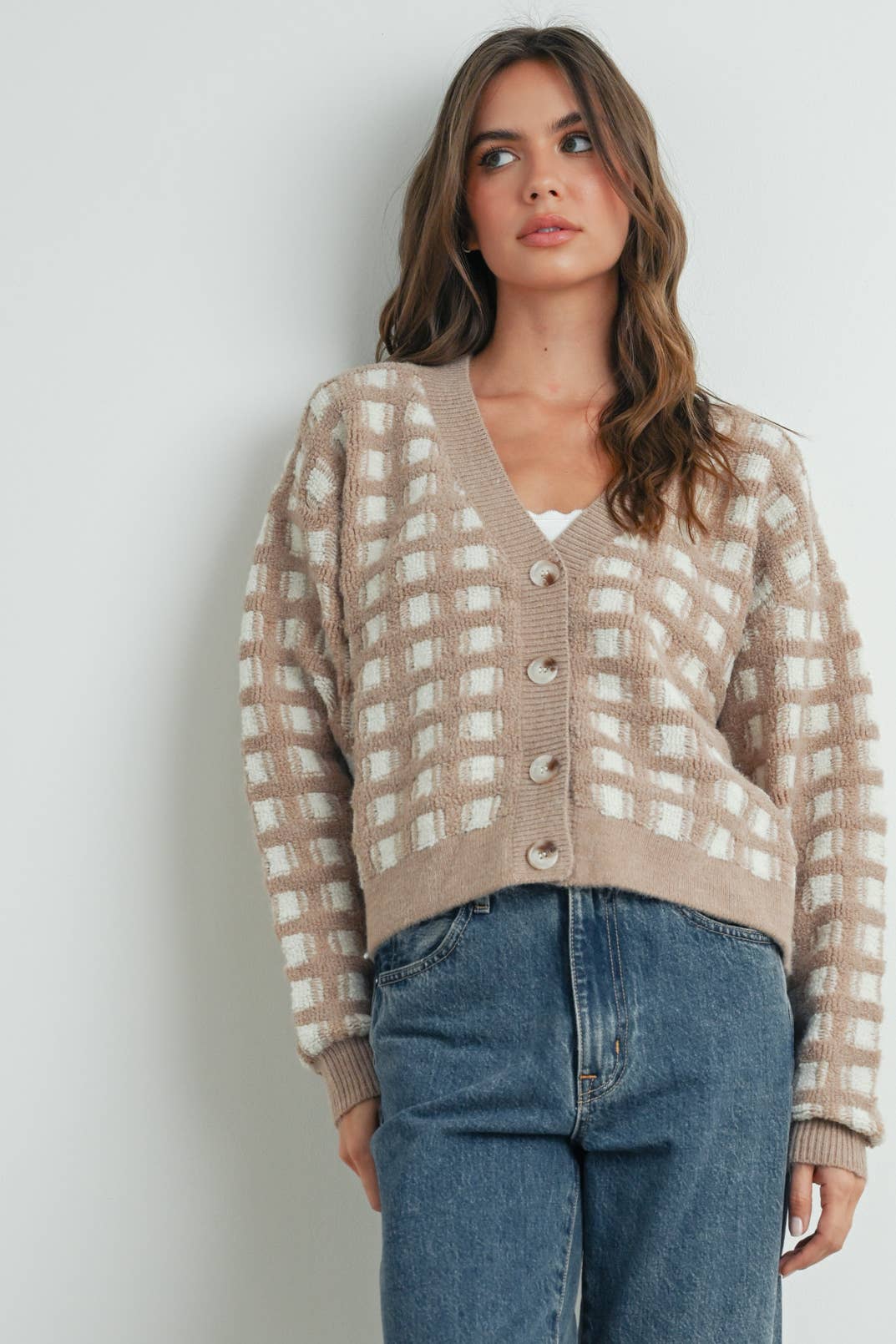 BUTTERMELON – Engroshandel Cardigan - Dame – Cropped V-hals Cardigan - BMC751951