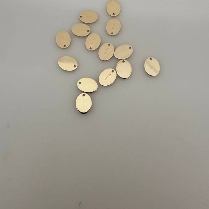 Purity Beads - Wholesale Individual Charm/Pendant - 14 K Gold Filled Oval Disc 14Pcs In Pack Size : (7.3X5.5MM) 0.8MM HOLE1
