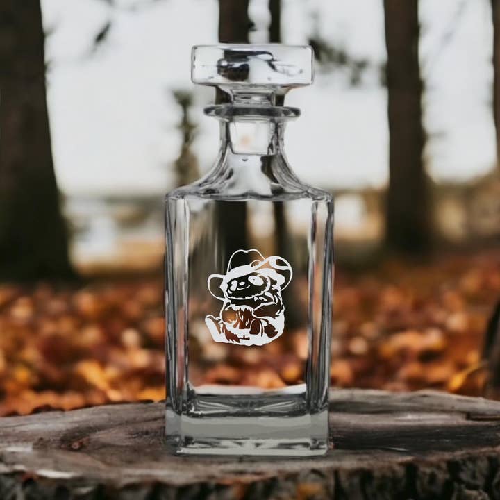 Sloth Cowboy 26oz Bourbon Whiskey Decanter Gift for wholesale by Texan Customs