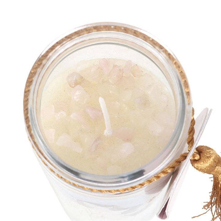 Something Different Wholesale - Wholesale Jar/Filled Candle - Aphrodite Goddess Tube Candle with Rose Quartz Crystals3