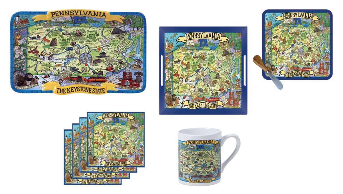 Certified International – Tábua de queijos por atacado – Prato de queijo de 8 polegadas de lembrança da Pensilvânia com espalhador1