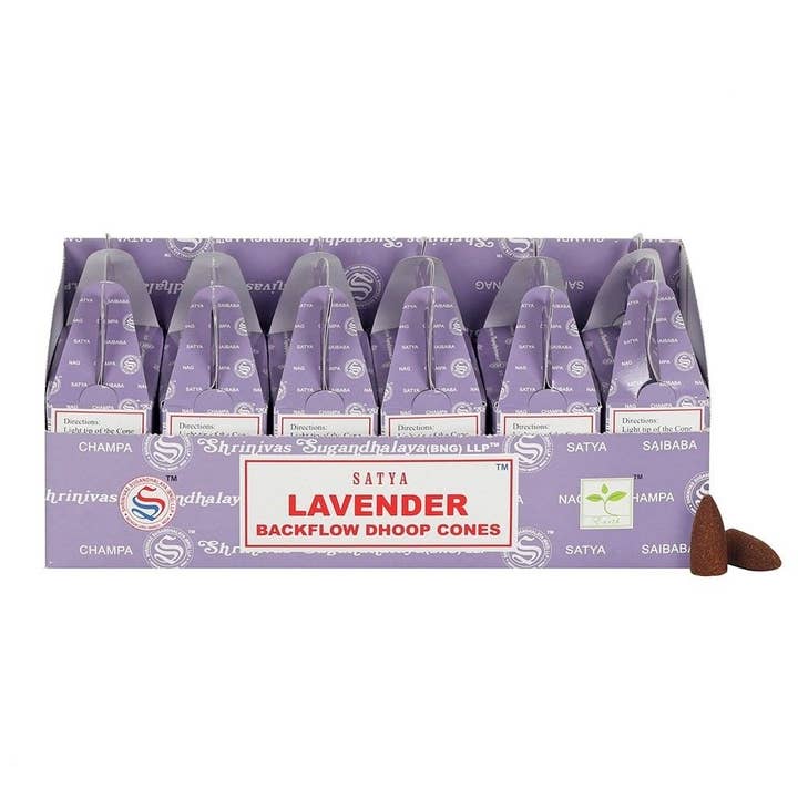 Ritual Scent - Wholesale Incense - Satya Lavender Backflow Dhoop Incense Cones, Packs of 60