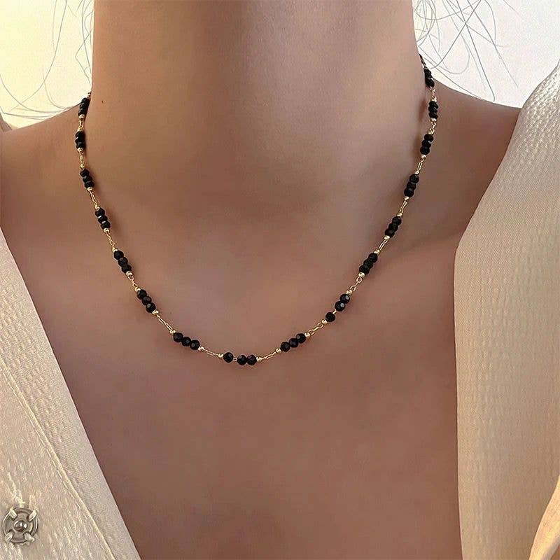 The Colourful Aura – wholesale Beaded/pearl necklace – Handmade Black Crystal Beaded Indian Asian Nazar Mangalsutra Choker Necklace7