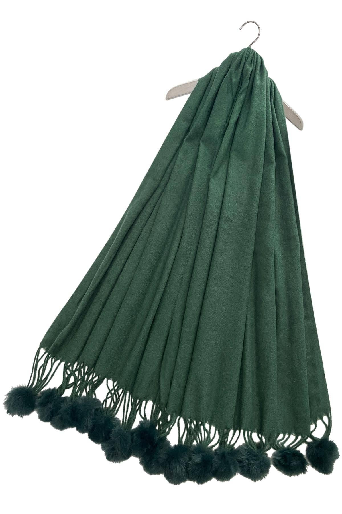 Fashion Scarf World – wholesale Scarf – Women's – Plain Wool Pom Pom Scarf3