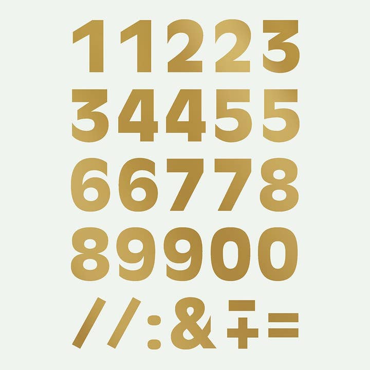 Lámina termoadhesiva — números — letras simples, oro para venta al por mayor de Fabfabstickers