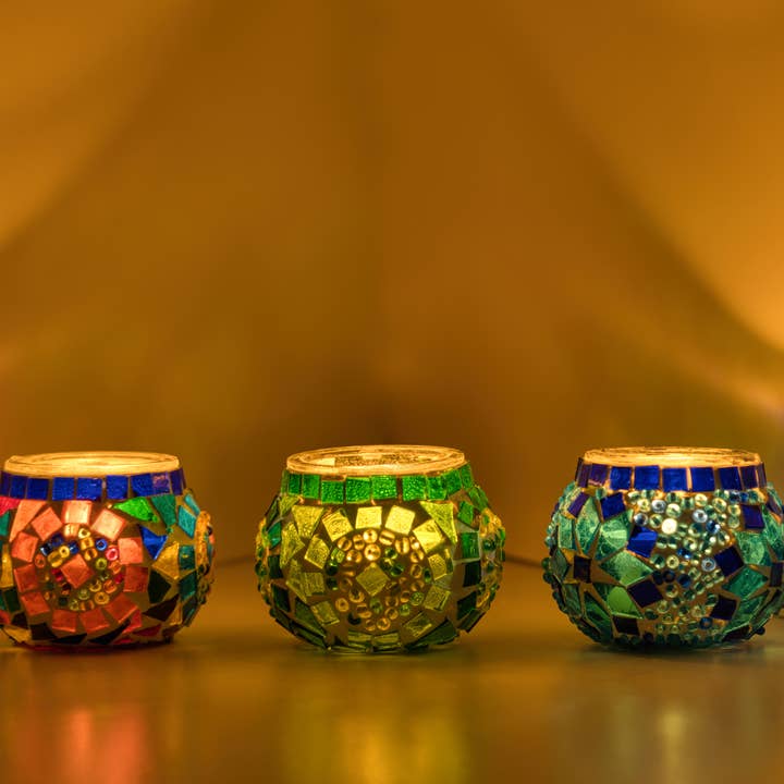 KAFTHAN - Wholesale Candle Holder - Tea Light Mosaic Candle Holders | Christmas Holiday Decor3