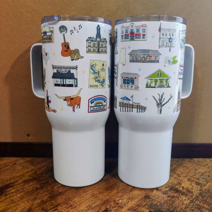 Smallcity Gifts - Wholesale Insulated Mug/Tumbler - 25oz Insulated Tumbler with any city landmarks on white2
