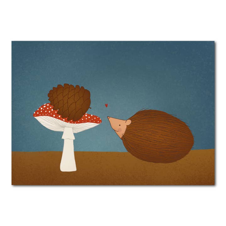 Postcard Hedgehog with Pine Cone for wholesale by Studio Kvinna