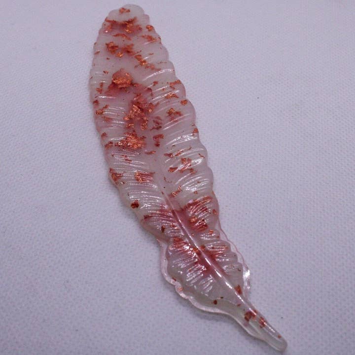 Handmade By Crystal B. - Wholesale Bookmark - Bookmark, Resin, Gold Flake, Multicoloured, Gift for Her, Gift for Him, Personalized Colours, Feather Style6