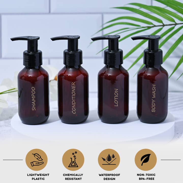 Bottiful Home - Wholesale Travel Container - 3 oz Plastic Travel Bottle Set w Clear Zippered Bag6