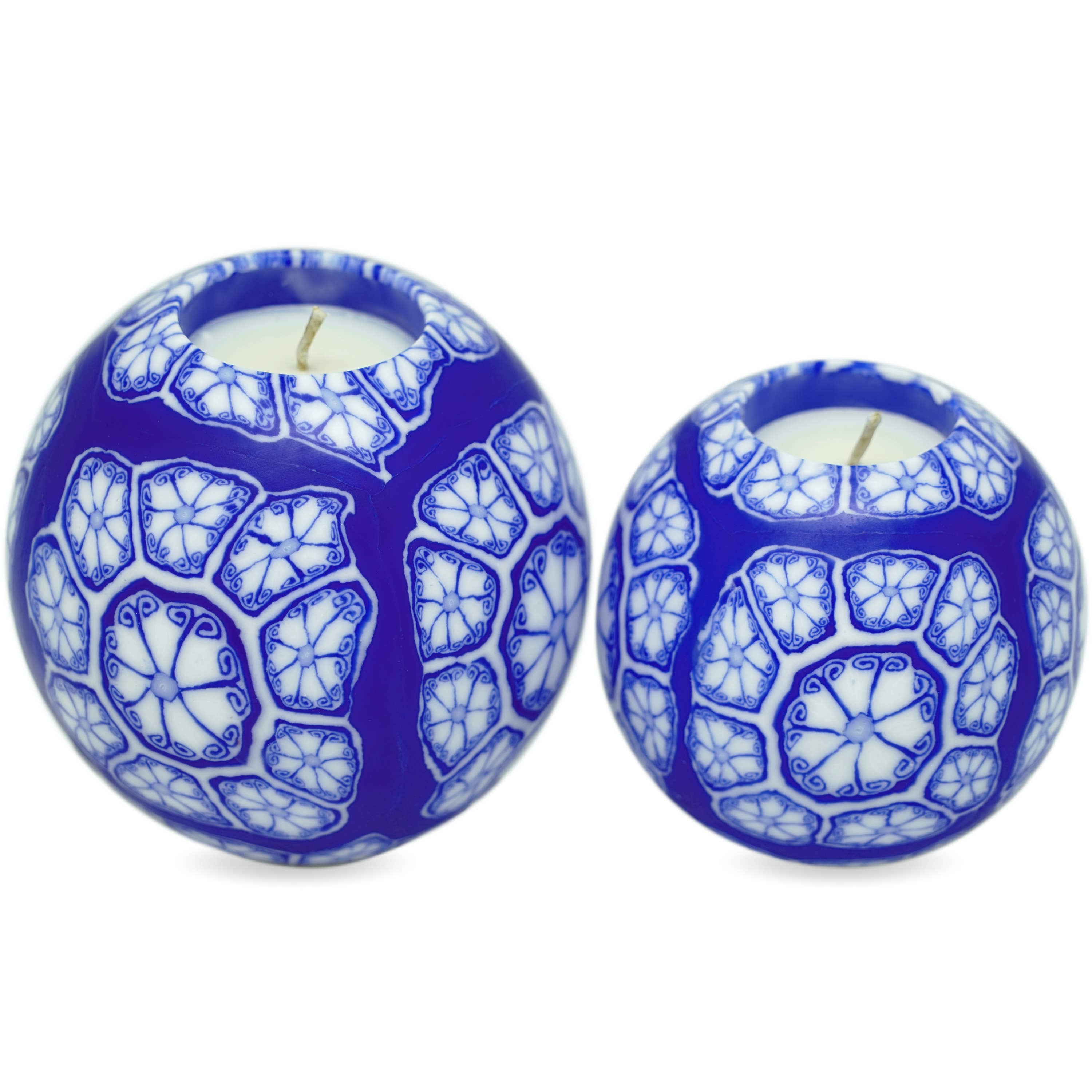 Alans Candle - Vente Bougie en bocal - Idée cadeau de Noël à bougie sphérique artisanale en dentelle Indigo3