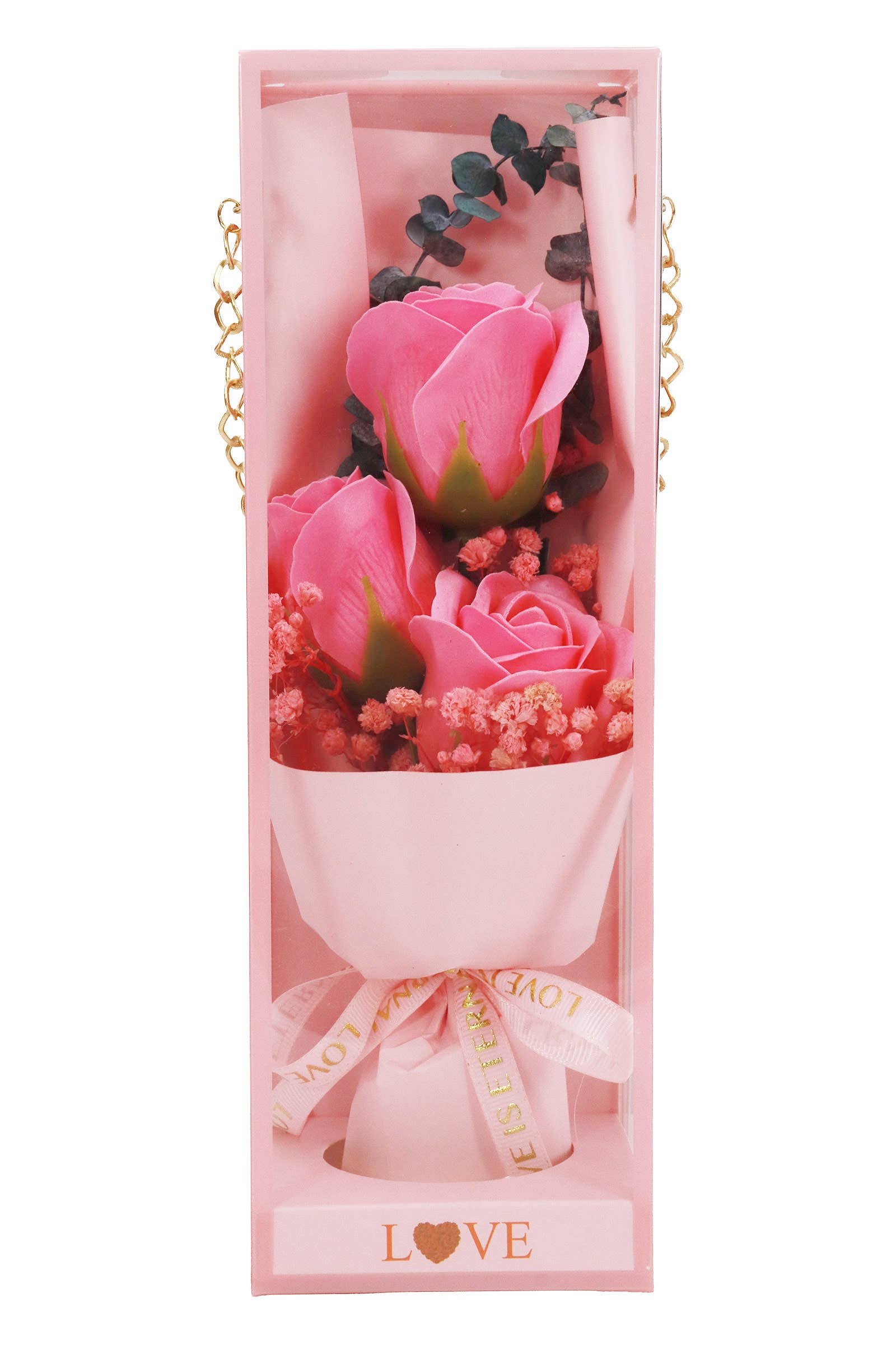 ASSORTED Soap Rose Floral Bouquet Pink Gift Box - 5 Pcs for wholesale on Faire5