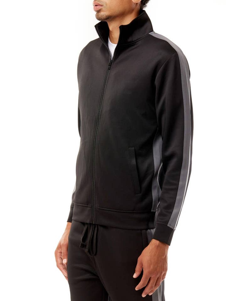 501 Track Jacket - Black/Charcoal for wholesale by Rebel Minds