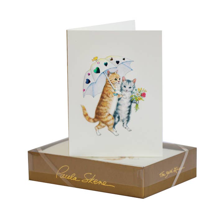 Cats with Parasol Birthday Card for wholesale by PAULA SKENE DESIGNS