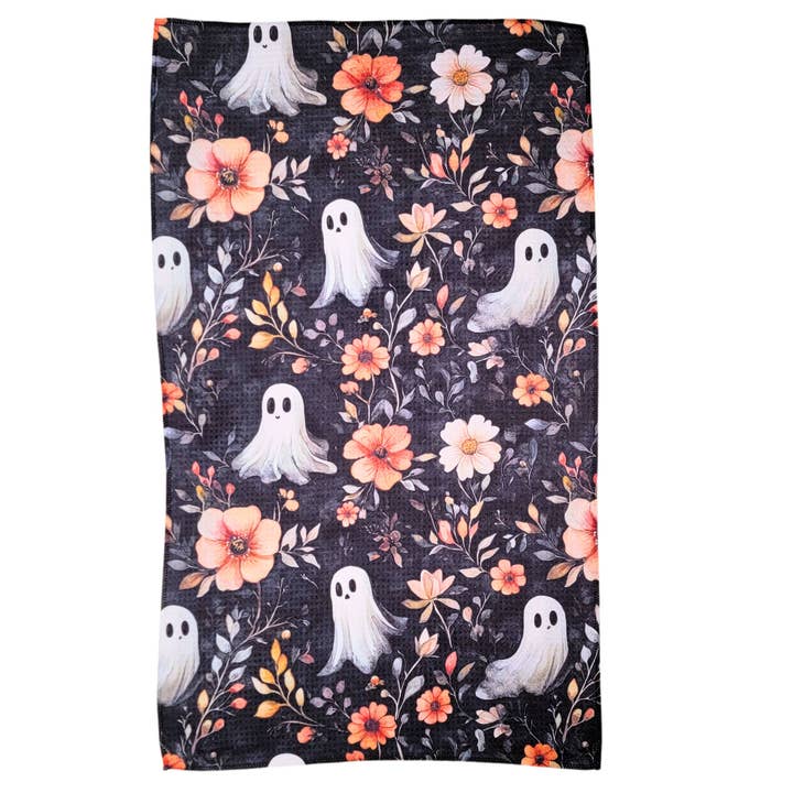 Halloween Ghosts & Fall Flowers Waffle Towels - Fall Decor for wholesale by Driftless Studios