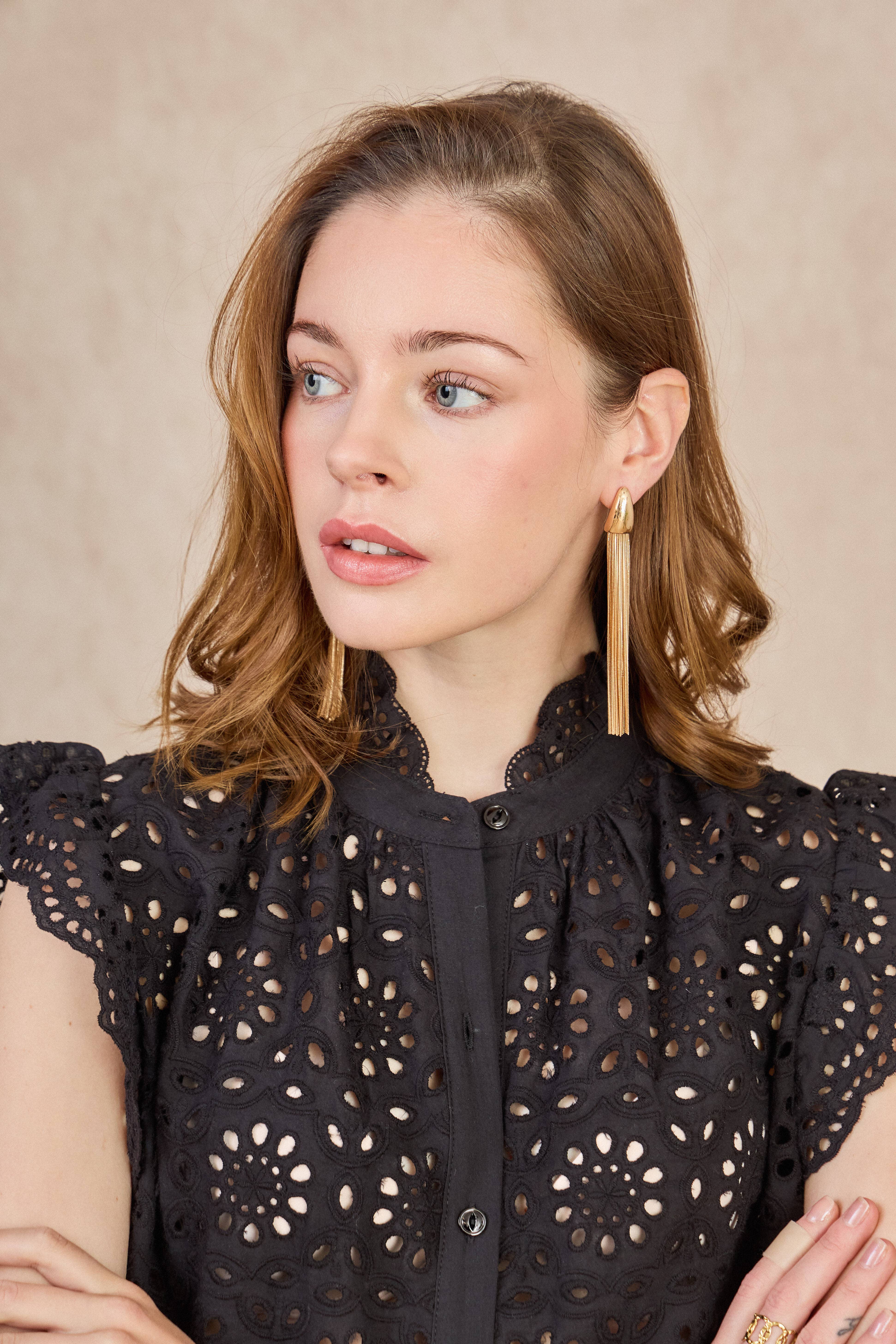 LULUMARY - Venta al por mayor Camisa con botones - Mujer - Blusa de encaje CH3637