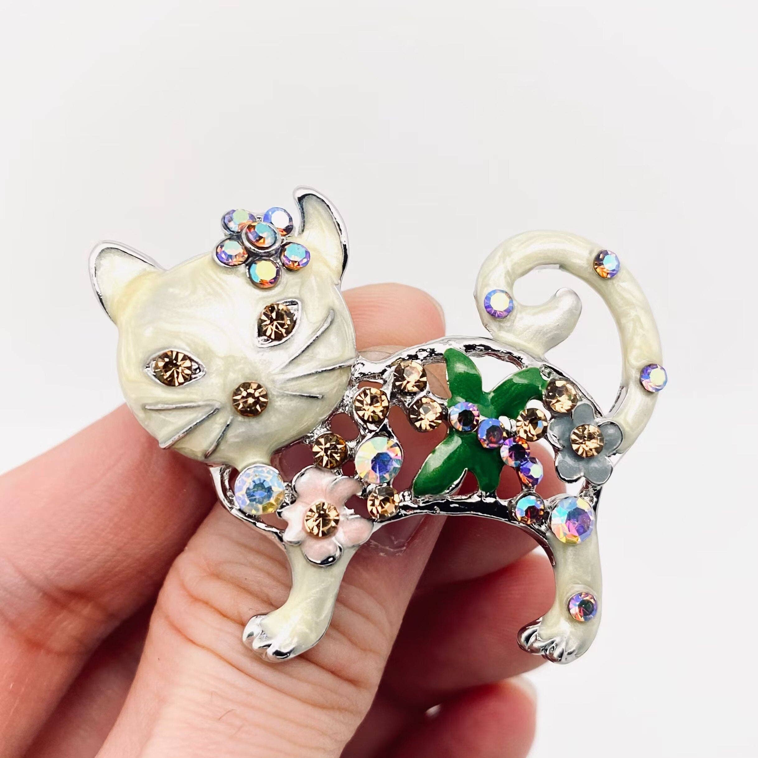 Mio Queena – wholesale Brosch – Emalj Kattunge Rhinestone Brosch Pin för kläder3