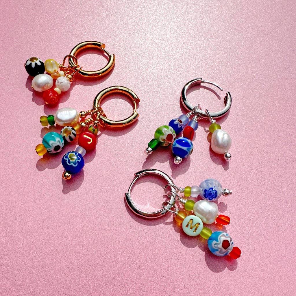 Lucent Studios Ltd - Wholesale Huggie Earrings - No Waste Millefiori Bead And Pearl Huggie Hoops8