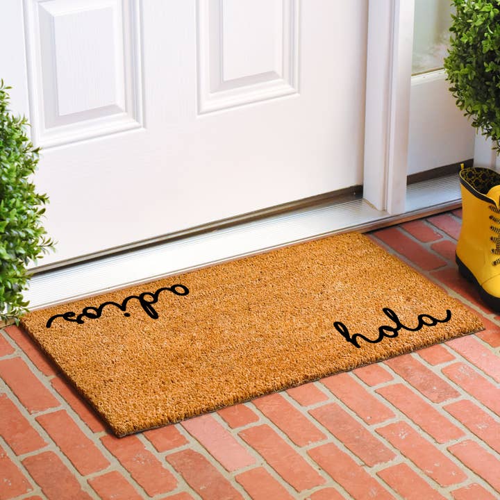 Calloway Mills - Wholesale Door Mat - Cursive Hola Adios Spanish Doormat1