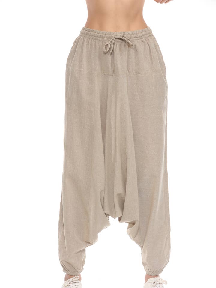 Baumwolle Natur Unifarben Boho Hippie Leichte Haremshose für den Großhandel von The Collection Royal / Royal Handicrafts